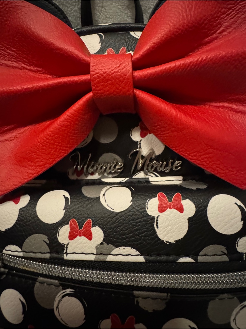 Loungefly Black, White and Red Minnie Mouse Bow Mini Backpack - Picture 2 of 7
